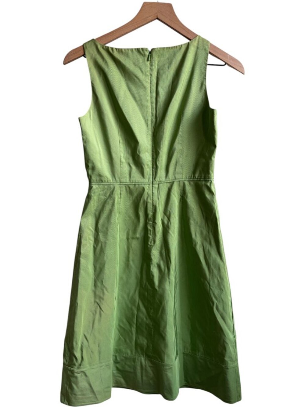 Vintage J. Crew Green 100% Silk Taffeta Dress Size 2 - Picture 3 of 7